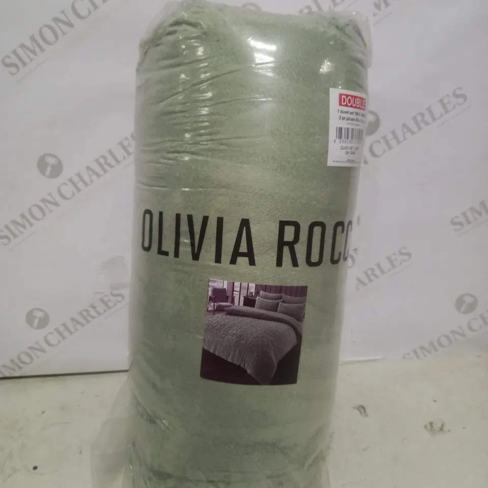 OLIVIA ROCCO DOUBLE DUVET SET IN GREEN