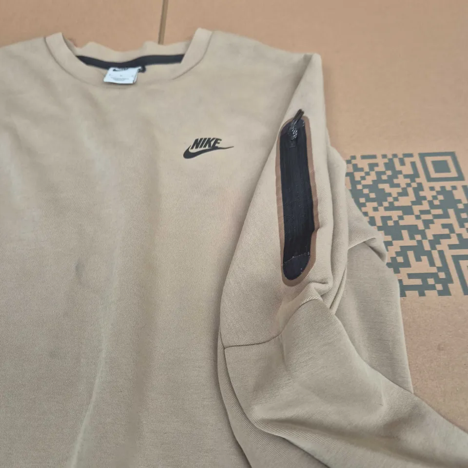 NIKE BEIGE SWEATSHIRT (SIZE M) WITH SLEEVE ZIP POCKET