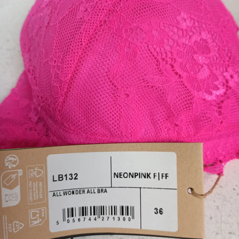 LEMONADE DOLLS NEON PINK LACE BRA – UK 36F