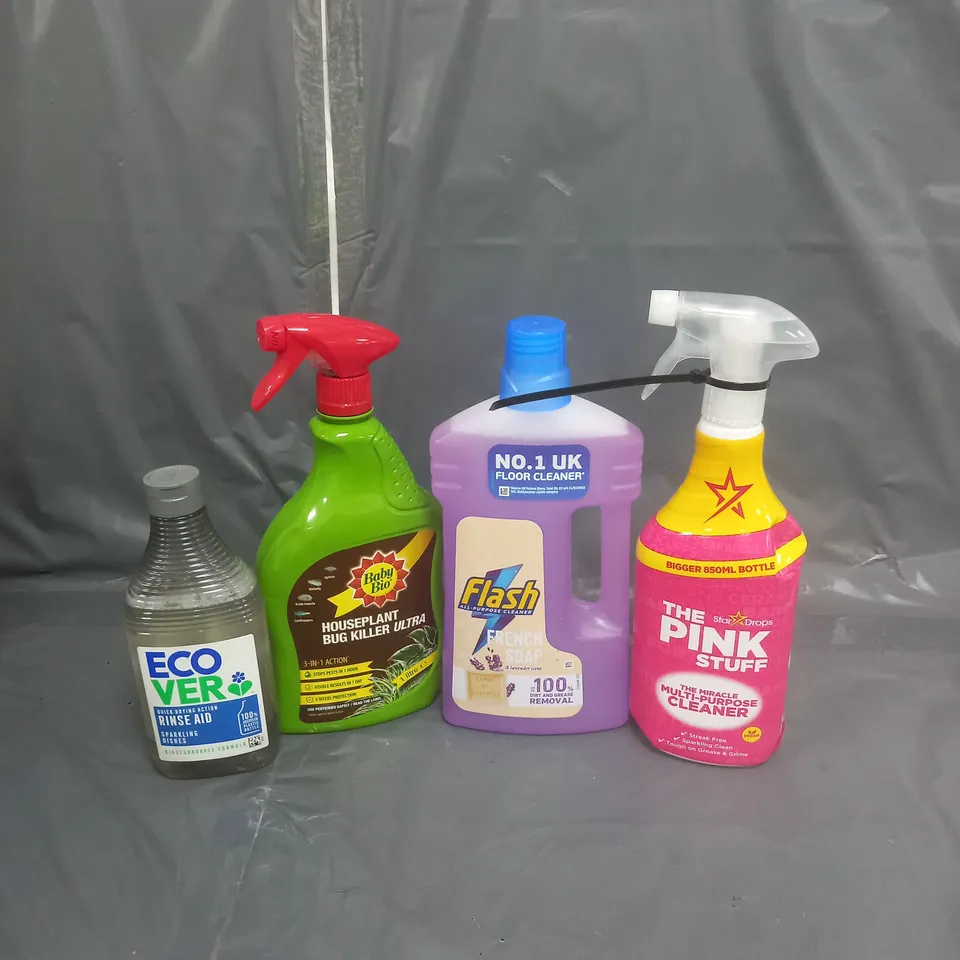 APPROXIMATELY 15 HOUSEHOLD ITEMS TO INCLUDE FLASH ALL PURPOSE CLEANER, ECOVER WASHING UP LIQUID AND THE PINK STUFF