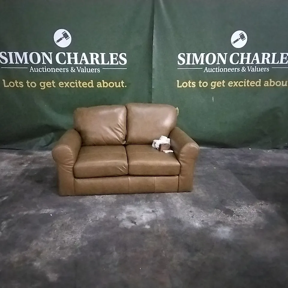 QUALITY DESIGNER FAUX LEATHER BROWN 2 SEATER SOFA 