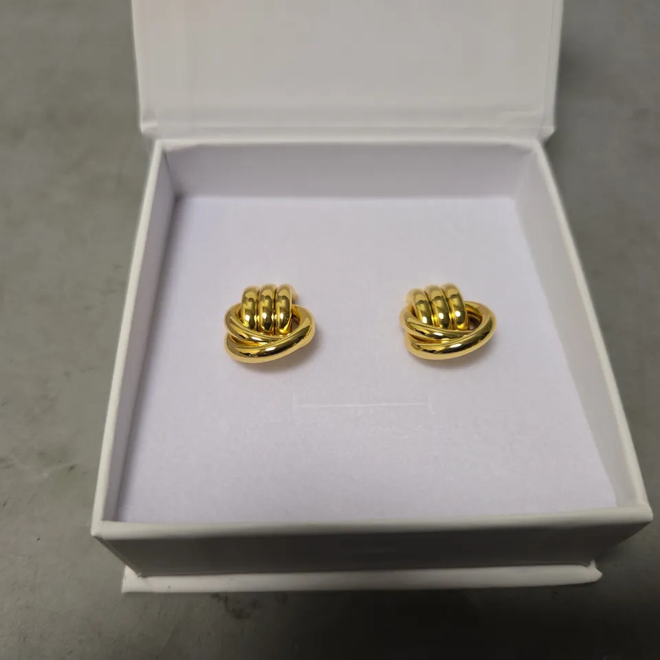 BOXED HEAVEN MAYHEM BABY KNOT GOLD EARRINGS 