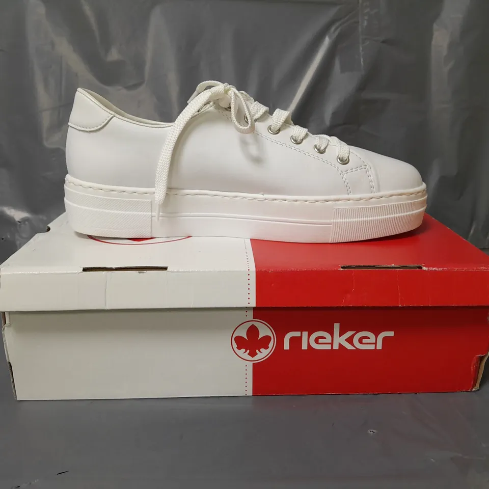 RIEKER LEATHER PLATFORM TRAINERS WHITE SIZE 8
