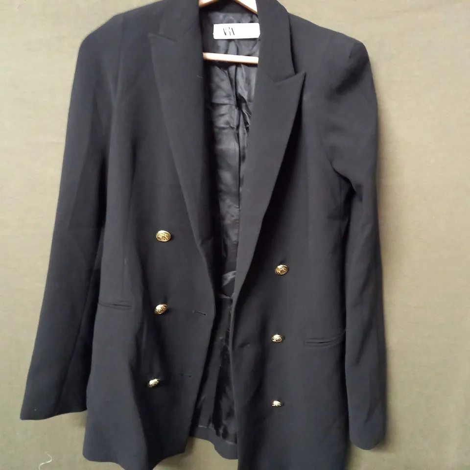 ZARA BUTTON UP LONG SLEEVE BLAZER IN BLACK - EU XS