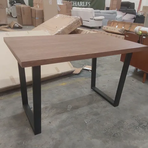 DESIGNER WOODEN DINING TABLE WITH METAL BASE