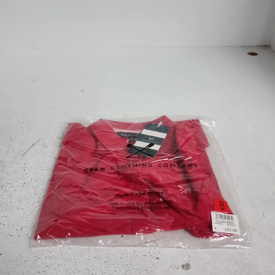 CREW CLOTHING COMPANY CLASSIC POLO SHIRT – CHERRY – UK 8