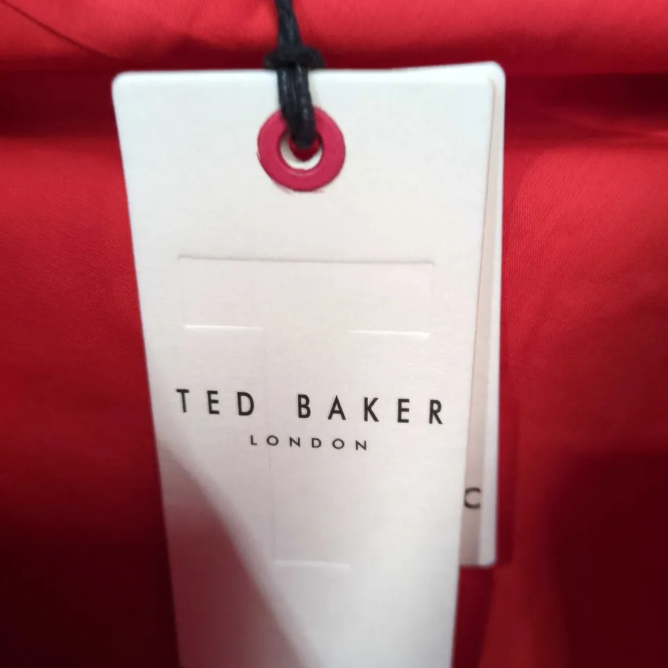 TED BAKER LONDON RED WRAP SHIRT MIDI DRESS - SIZE UNSPEIFIED 