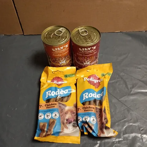 TOTE OF APPROXIMATELY 20 ASSORTED PET FOOD ITEMS TO INCLUDE PEDIGREE RODEO CHICKEN FLAVOUR, LILYS KITCHEN WILD CAMPFIRE STEW ETC FOR DOGS