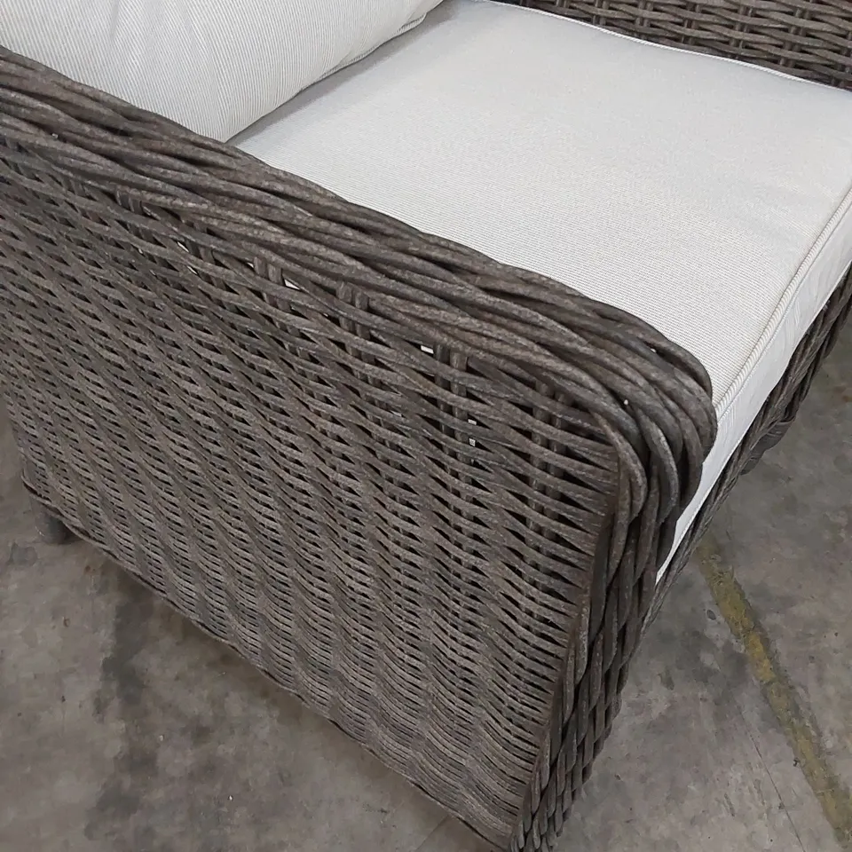 BOXED PRIMROSE LIVING GARDEN AND PATIO ROUNDED-BACK DINING CHAIRS IN GREY WITH CUSHIONS - SET OF 2 
