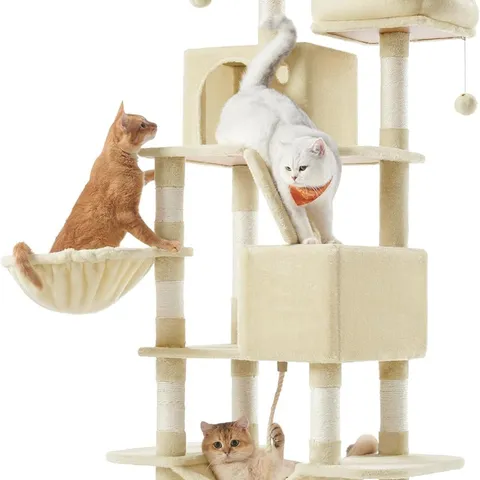 BOXED FEANDREA CAT TREE, 168 CM LARGE CAT TOWER CONDO WITH 13 SCRATCHING POSTS