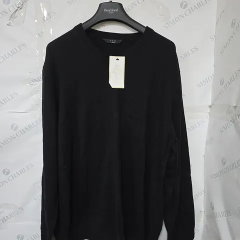 THE VERY COLLECTION COTTON RICH KNITTED V NECK JUMPER - BLACK SIZE 2XL