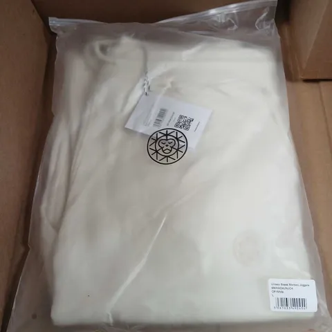 BAGGED BRASS MONKEY UNISEX JOGGERS OFF WHITE SIZE L