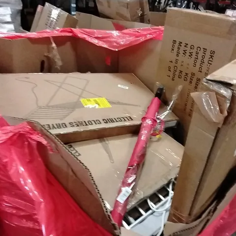 PALLET OF ASSORTED HOUSEHOLD GOODS AND PRODUCTS TO INCLUDE;ELECTRIC CLOTHES AIRER,MATTRESS TOPPER,UMBRELLA
