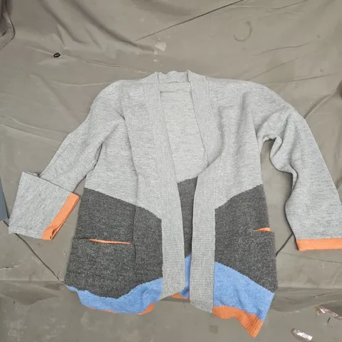 Passenger Knit Cardigan – Grey colour-block with Orange Cuffs, UK XL (EU 44, US 12) 