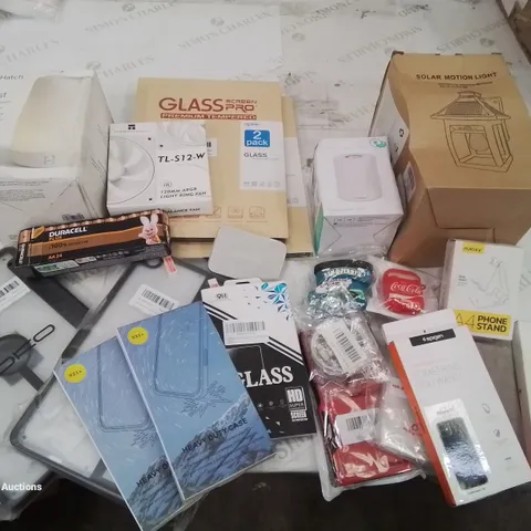 BOX CONTAINING LARGE AMOUNT OF MIXED BOXED ELECTRICAL ITEMS PHONE ACCESSORIES LIGHTING ETC.