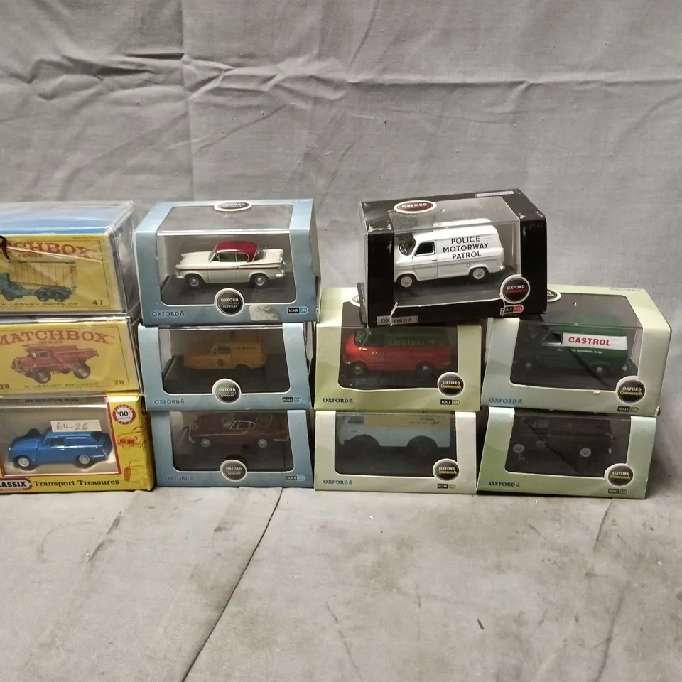 LOT OF 11 ASSORTED DIE CAST MINATURE CARS TO INCLUDE MATCHBOX AND OXFORD