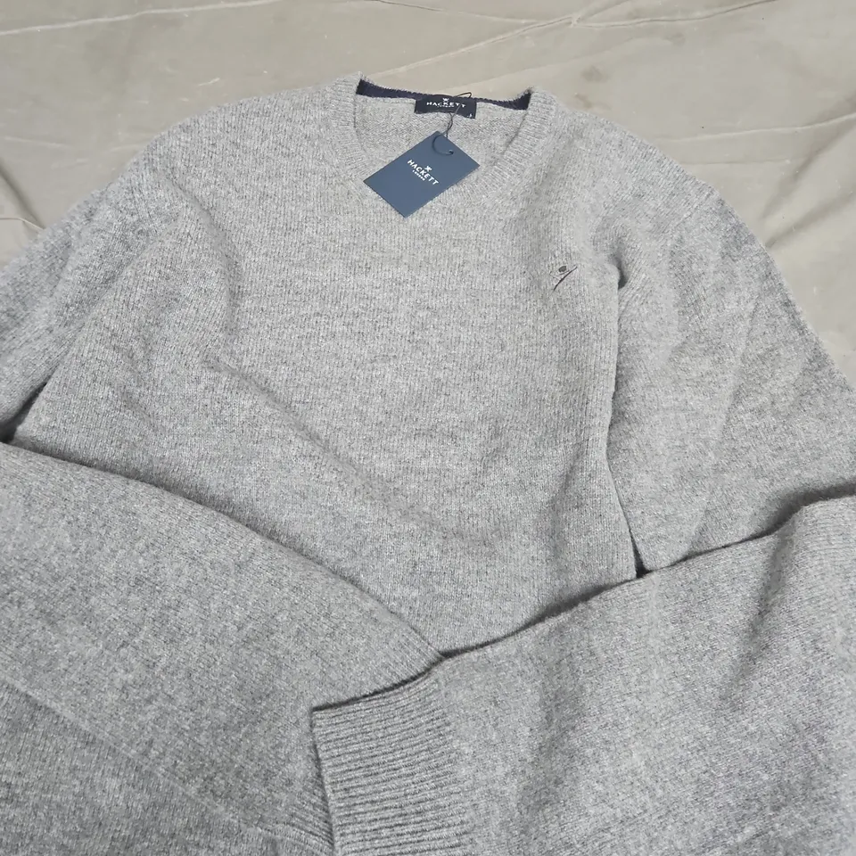 HACKETT LONDON LAMBSWOOL CREW NECK SWEATER –  GREY, UK SIZE L