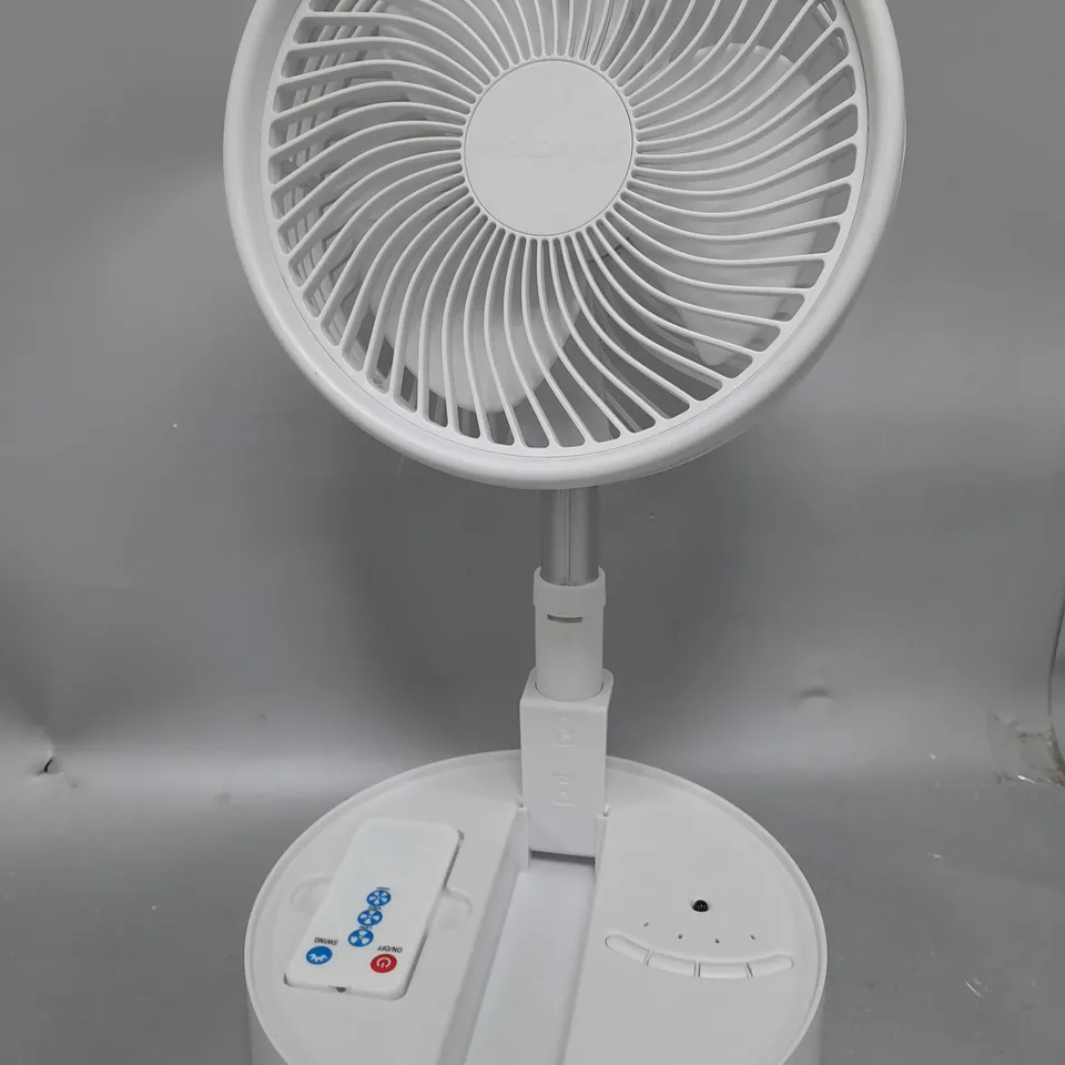 BOXED BELL & HOWELL OSCILLATING FOLDING RECHARGEABLE FAN, WHITE