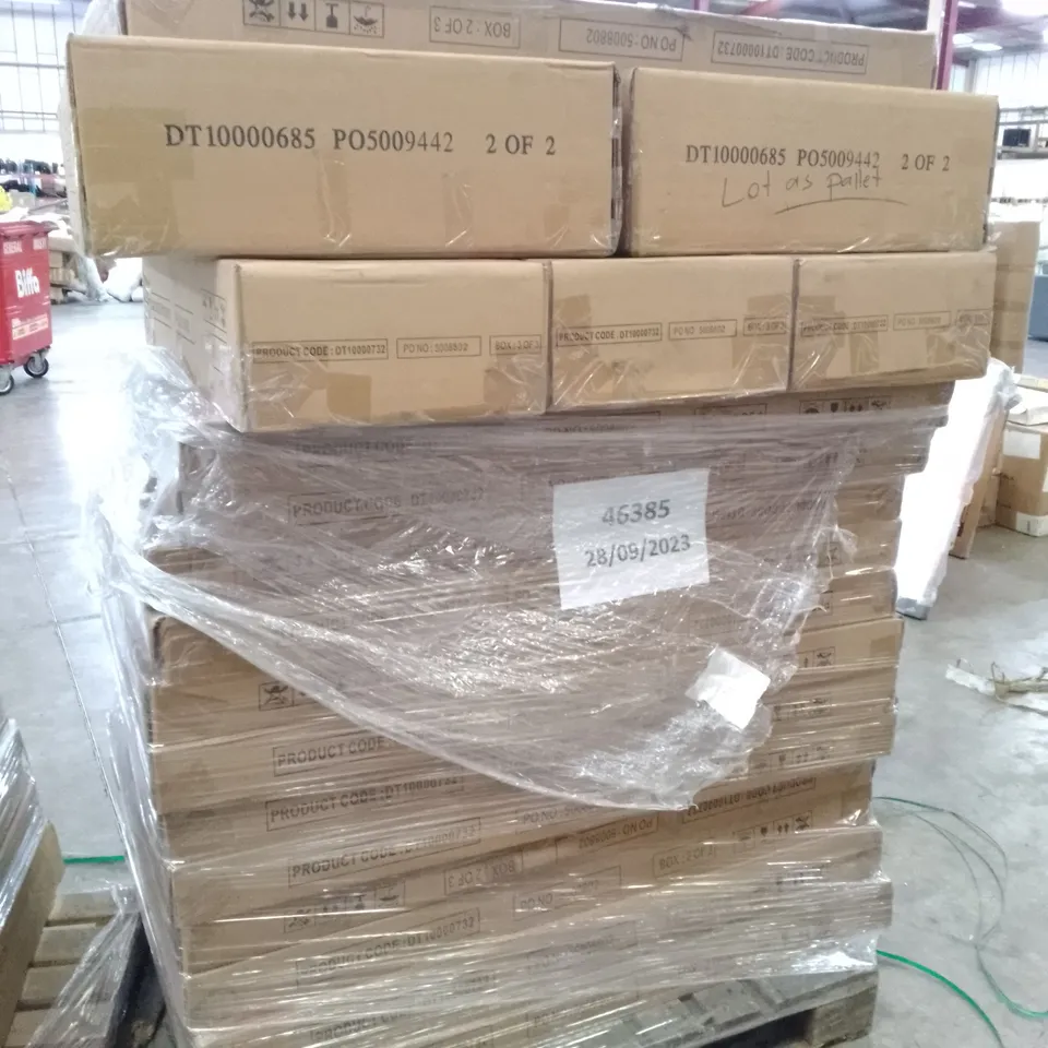 PALLET OF ASSORTED FLAT PACK DINING TABLE PARTS 