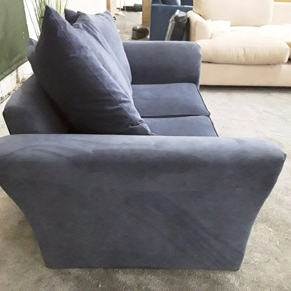 QUALITY DESIGNER 2 SEATER SOFA - DARK BLUE FABRIC