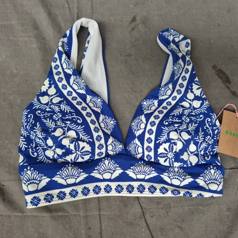 BODEN PORTO BIKINI TOP – UK6 (US 2, DE 32, FR 34) – BLUE & WHITE FLORAL PRINT