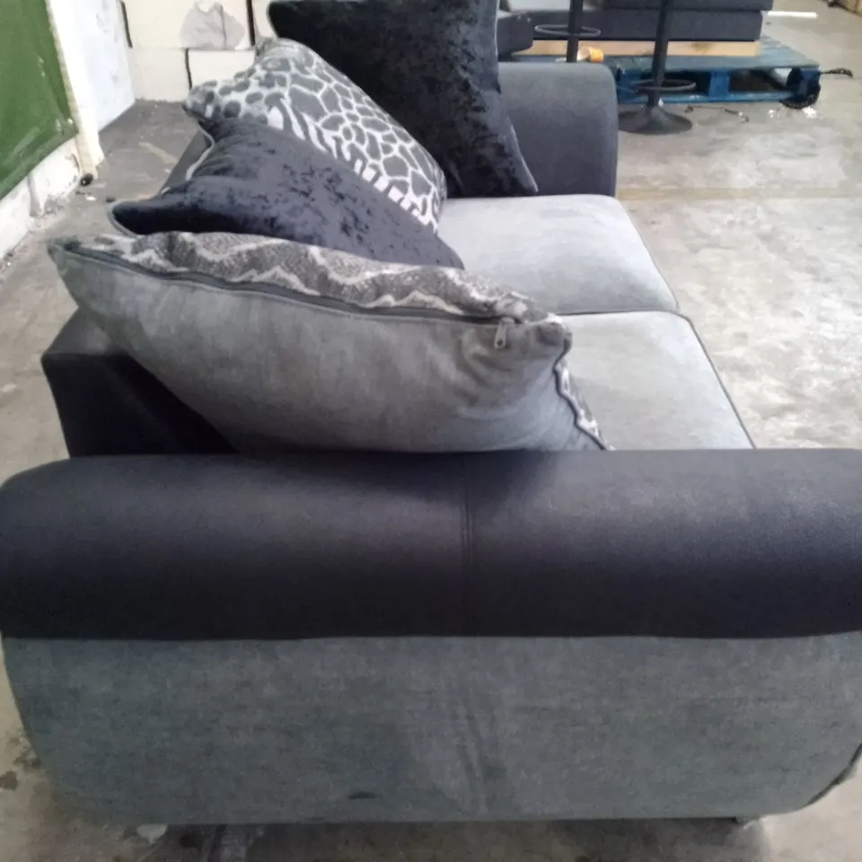 QUALITY DESIGNER 2 SEATER SOFA - GREY/BLACK FABRIC 