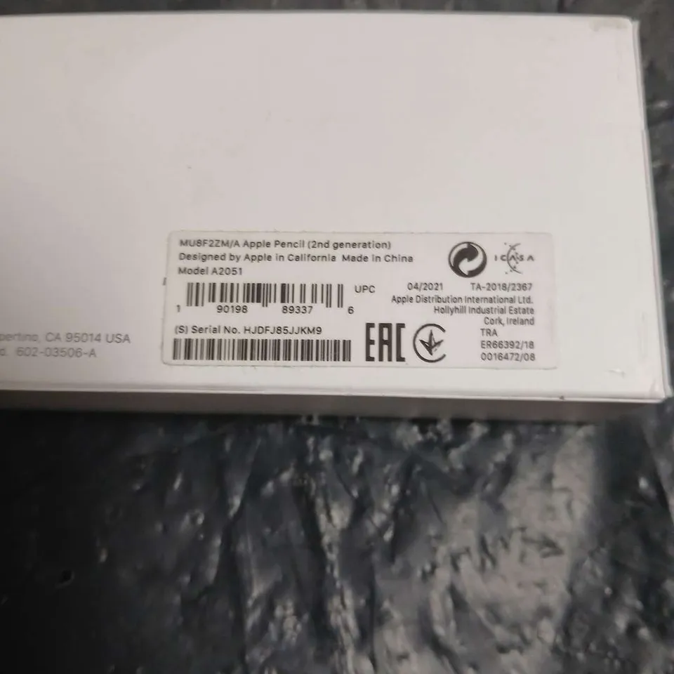 APPLE PENCIL (2ND GENERATION) MODEL A2051 – BOXED