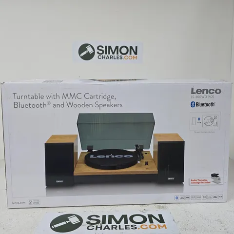 LENCO LS-300WD (V2) TURNTABLE WITH BLUETOOTH AND WOODEN SPEAKERS – BOXED