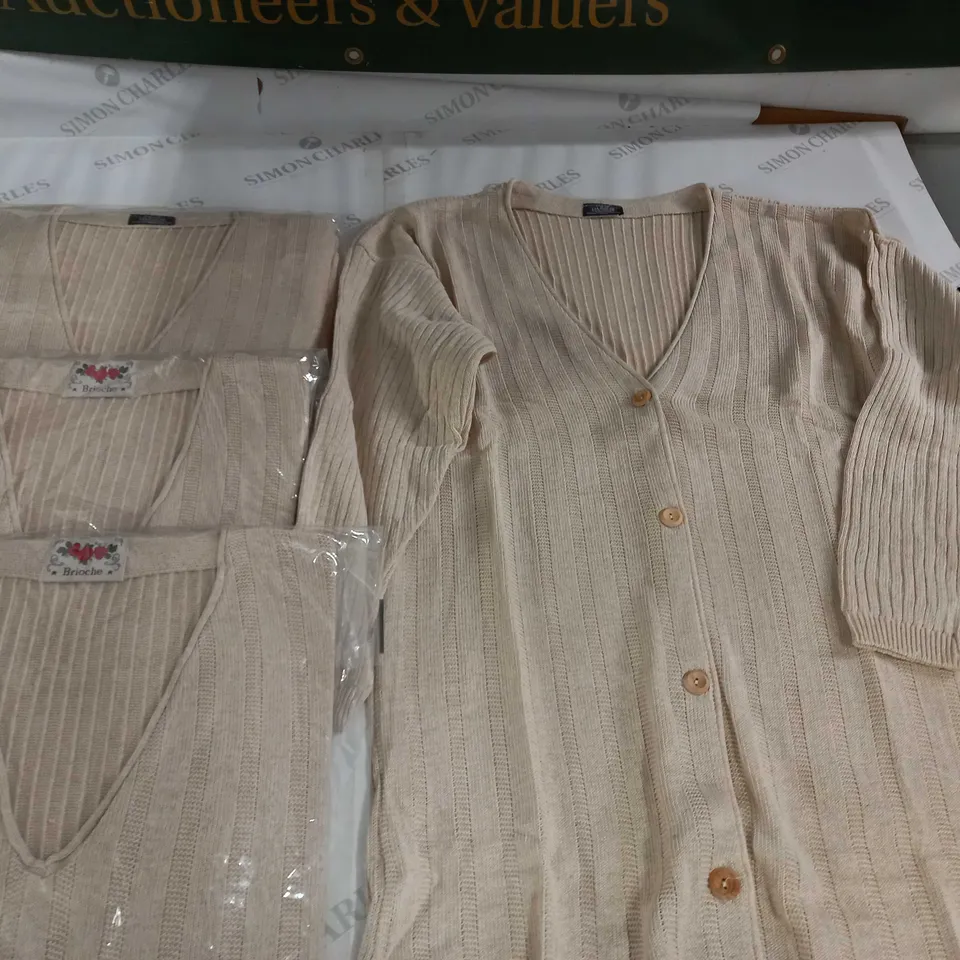 LARGE QUANTITY OF ASSORTED BEIGE CLOTHING ITEMS - VARIOUS SIZES