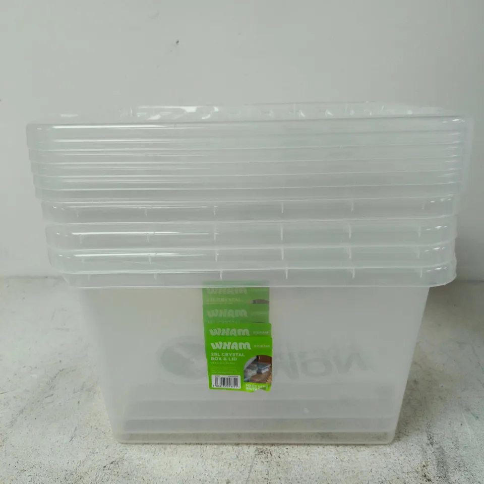 5 X WHAM 25L PLASTIC STORAGE BOXES 