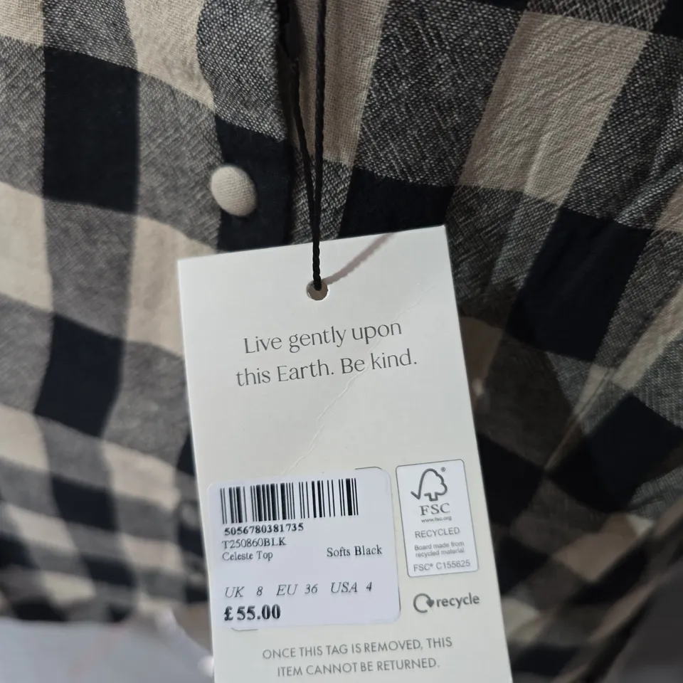 NOBODY'S CHILD CELESTE TOP – BLACK & WHITE GINGHAM, WOMEN'S BLOUSE