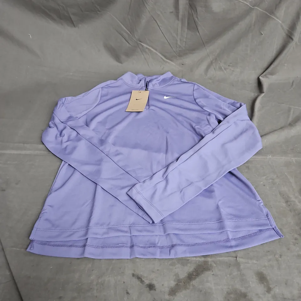NIKE KIDS DRI-FIT LONG SLEEVE 1/4 ZIP TOP IN DARK PURPLE SZE XL
