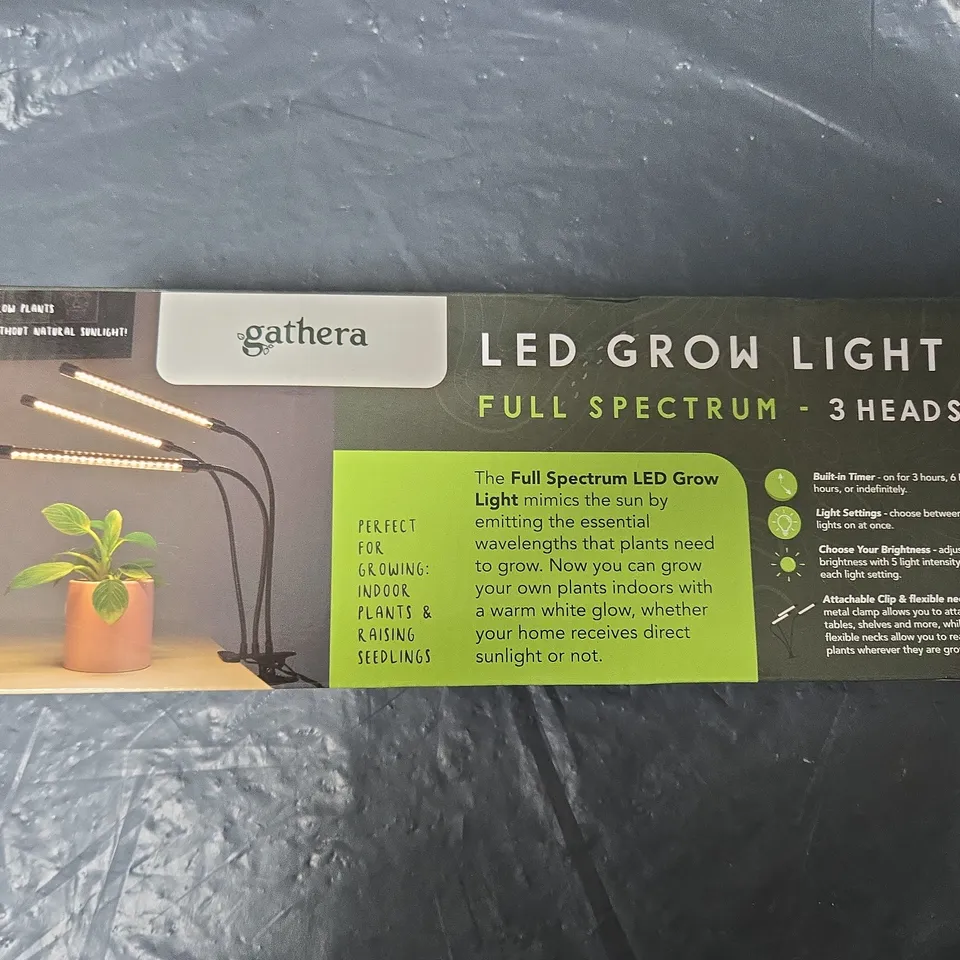 GATHERA LED GROW LIGHT – FULL SPECTRUM, 3 HEADS - BOXED 