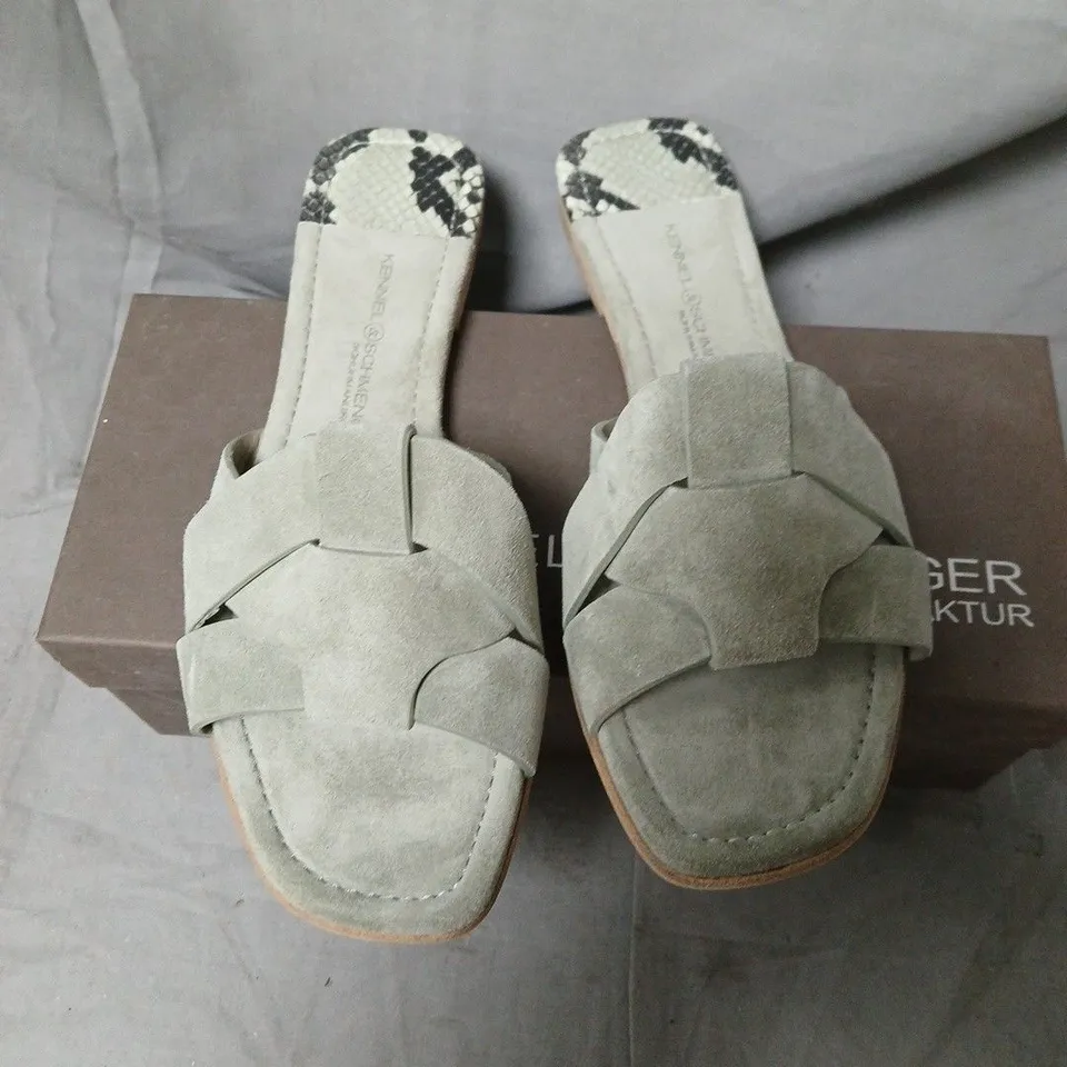 KENNEL & SCHMENGER SUEDE SANDALS – GREY CROSS-STRAP, WOMEN’S FOOTWEAR, UK SIZE 6.5