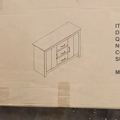 BOXED 2 DOOR 3 DRAWER SIDEBOARD - KALE GREEN (1 BOX)