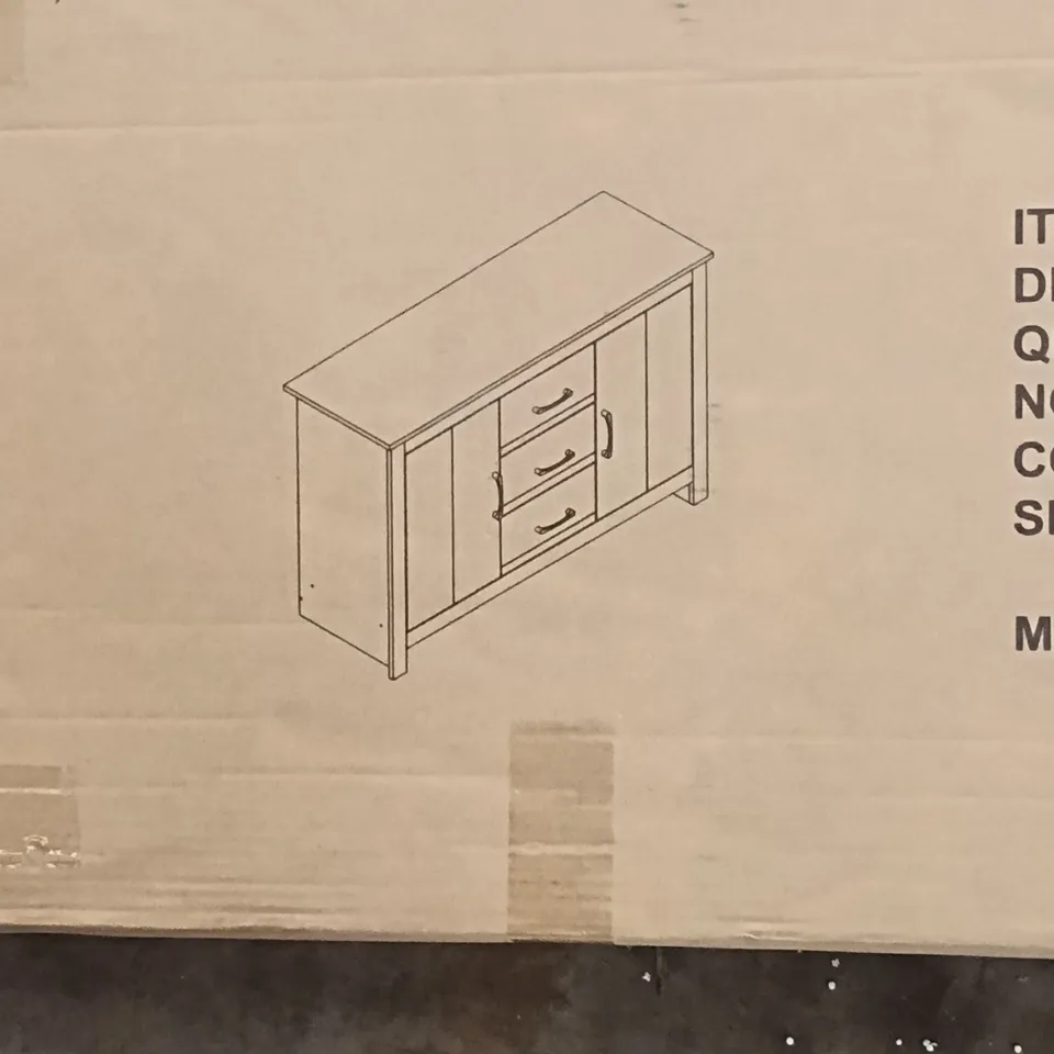 BOXED 2 DOOR 3 DRAWER SIDEBOARD - KALE GREEN (1 BOX)