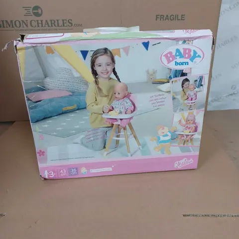 BOXED BABY BORN HIGH CHAIR