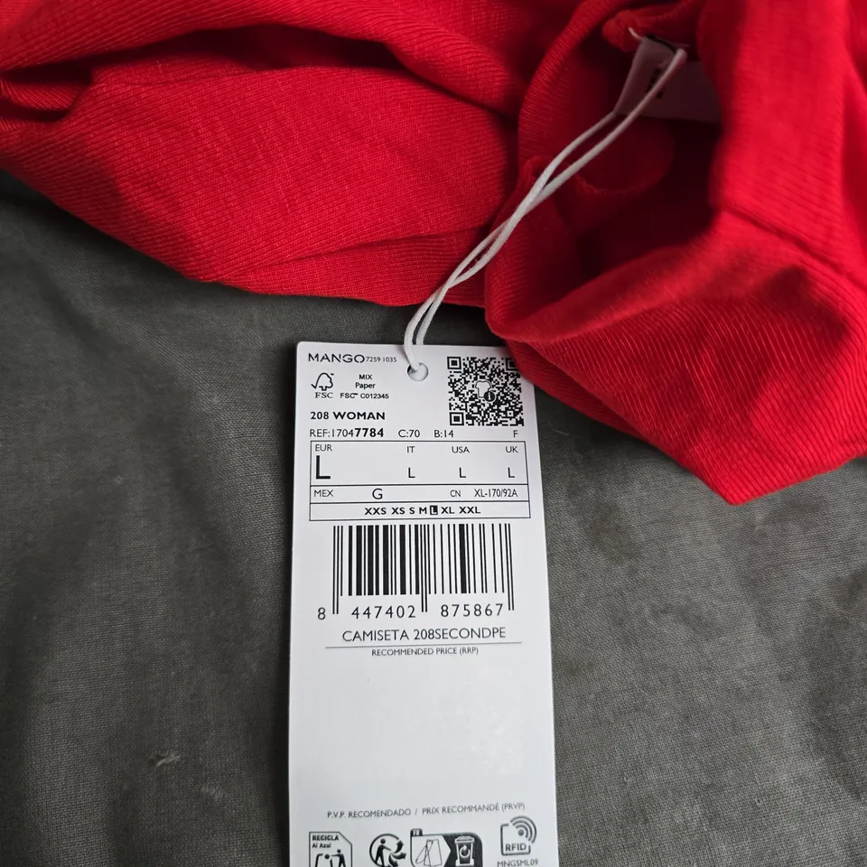 MANGO WOMEN'S RED LONG-SLEEVE TOP – UK L