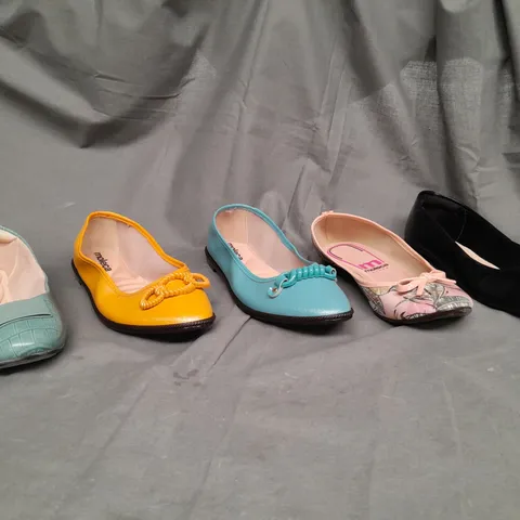 BOX OF APPROX 40 ASSORTED SLIP ON BALLET SHOES IN VARIOUS SIZES & COLOURS