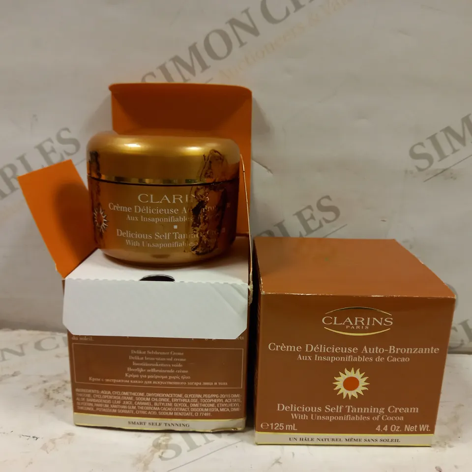 LOT OF 2 CLARINS PARIS DELICIOUS SELF TANNING CREAM TUBS (2 X 125ML)