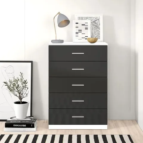 BOXED EVA 6 DRAWER 70cm CHEST OF 5 DRAWERS GREY/WHITE