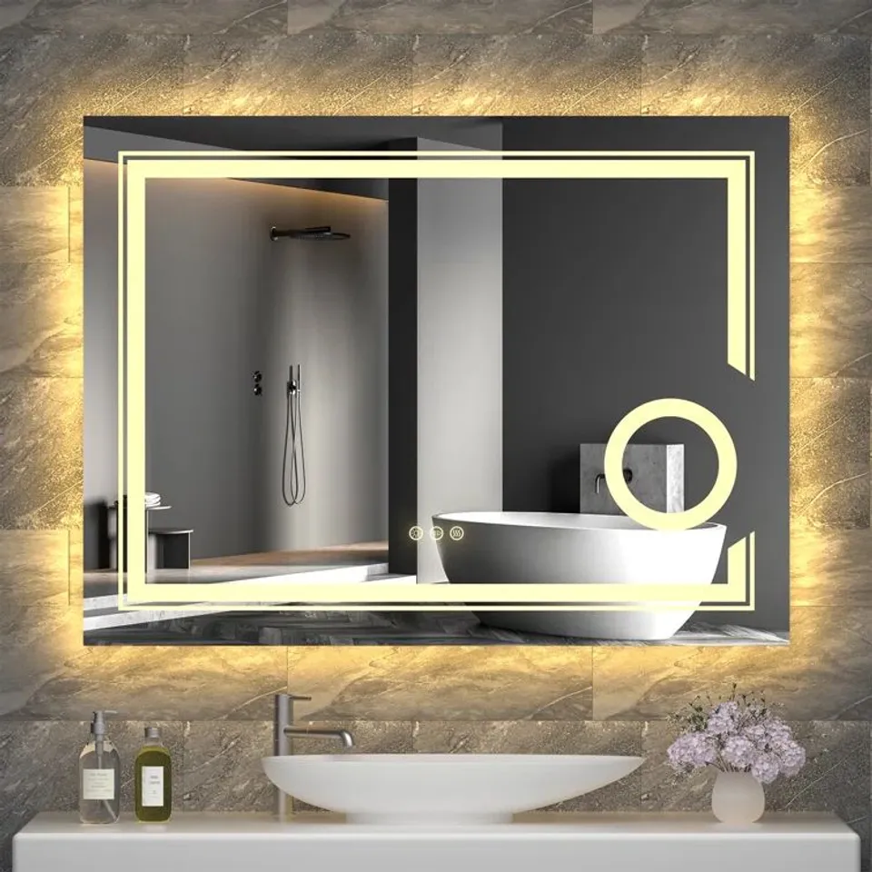 BOXED AUBREA LIGHTED WALL MOUNTED BATHROOM MIRROR (1 BOX)