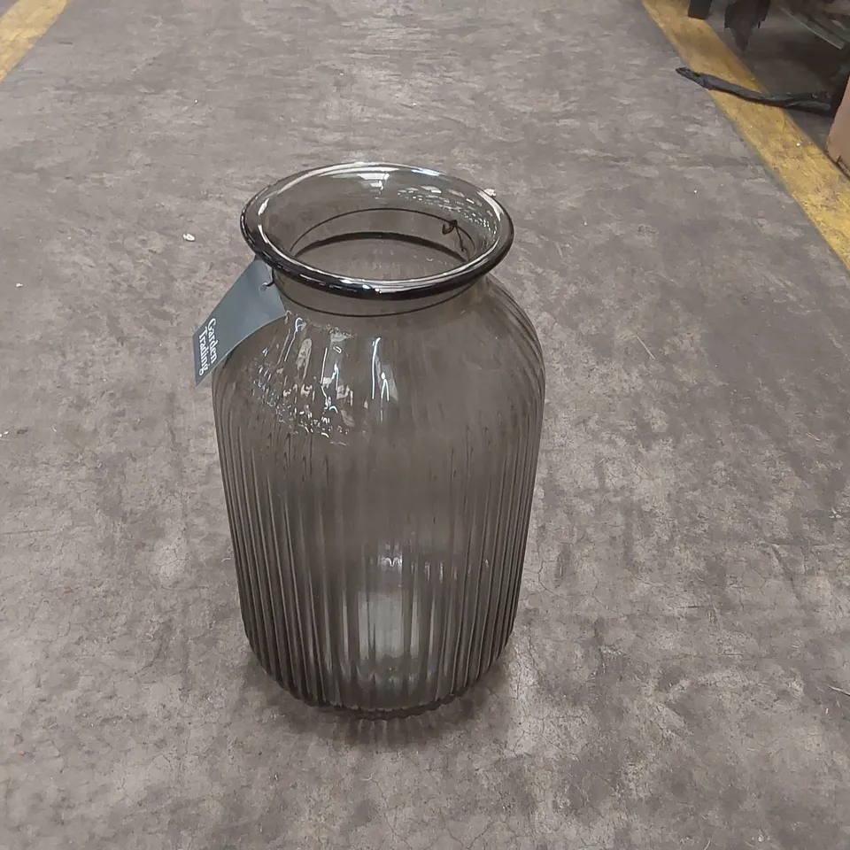 LARGE SMOKED GLASS VASE