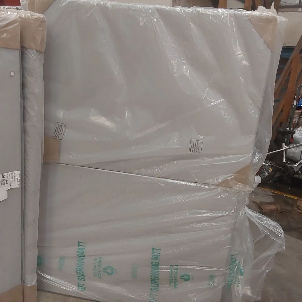 BAGGED LIGHT GREY FABRIC 4'6 DOUBLE DIVAN BASE (2 ITEMS)