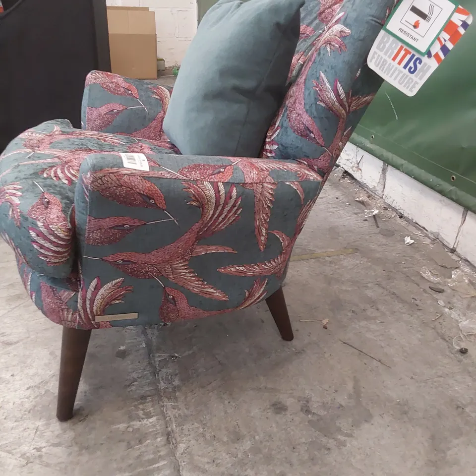 QUALITY BRITISH DESIGNER LOUNGE Co. OCCASIONAL CHAIR BIRD OF PARADISE FABRIC