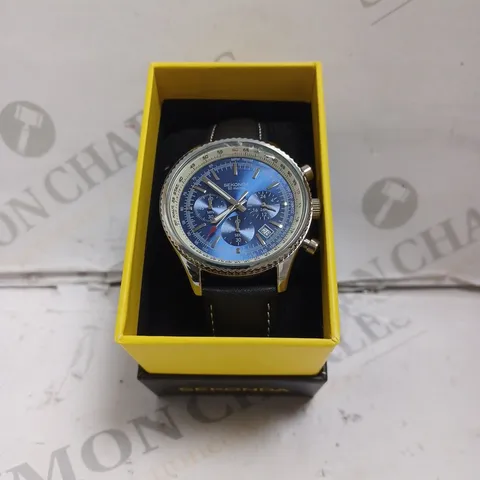 BOXED SEKONDA WATCH - STAINLESS STEEL BACK - LEATHER UPPER STRAP - JAPAN MOVEMENT - WATER RESISTANT 50M - SUB DIAL.