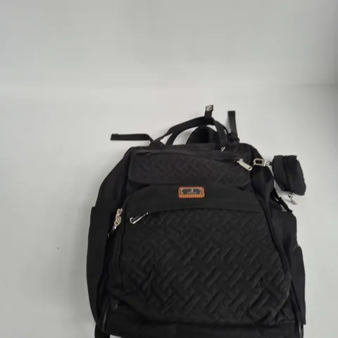 BABBLE ROO BLACK QUILTED SHOULDER BAG WITH FRONT POCKET PATCH