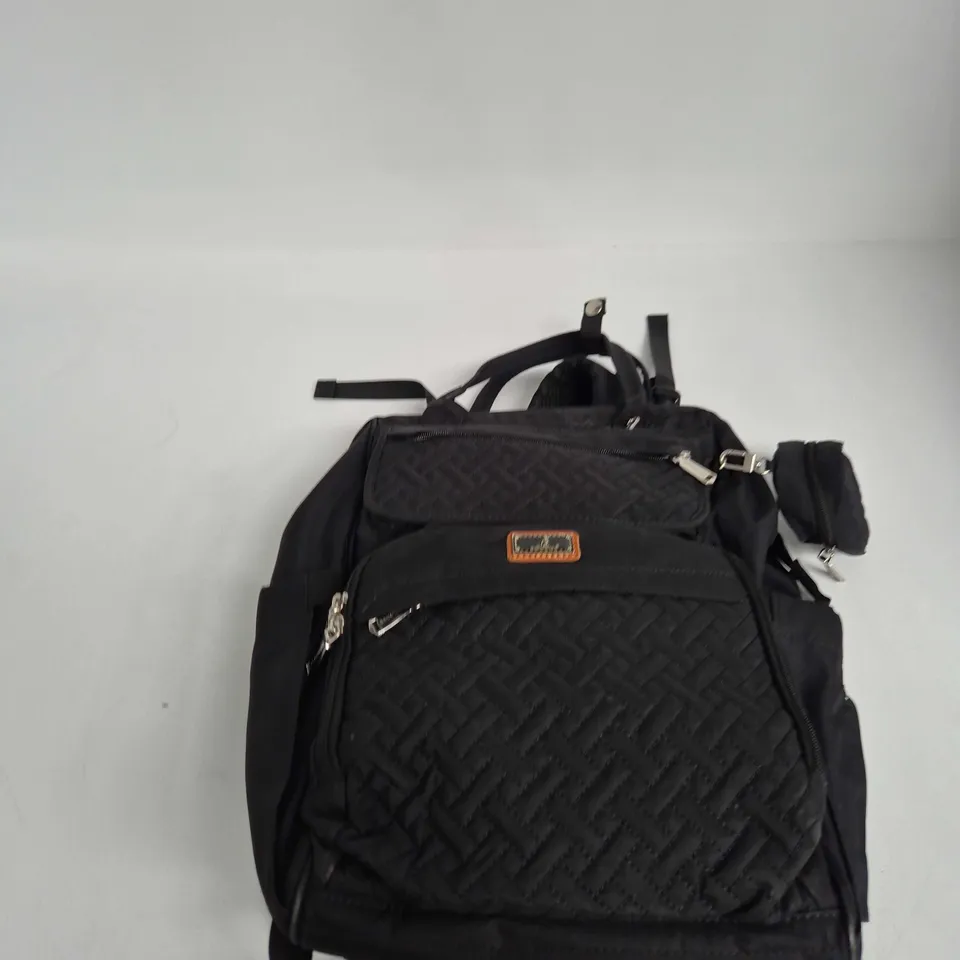 BABBLE ROO BLACK QUILTED SHOULDER BAG WITH FRONT POCKET PATCH