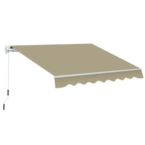 BOXED OUTSUNNY 2.5 X 2M MANUAL RETRACTABLE AWNING-BEIGE CANOPY/WHITE FRAME (1 BOX)