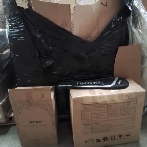 PALLET OF ASSORTED HOUSEHOLD GOODS AND PRODUCTS TO INCLUDE;SUITCASE,TENNIS RACKET,MESH OFFICE CHAIR